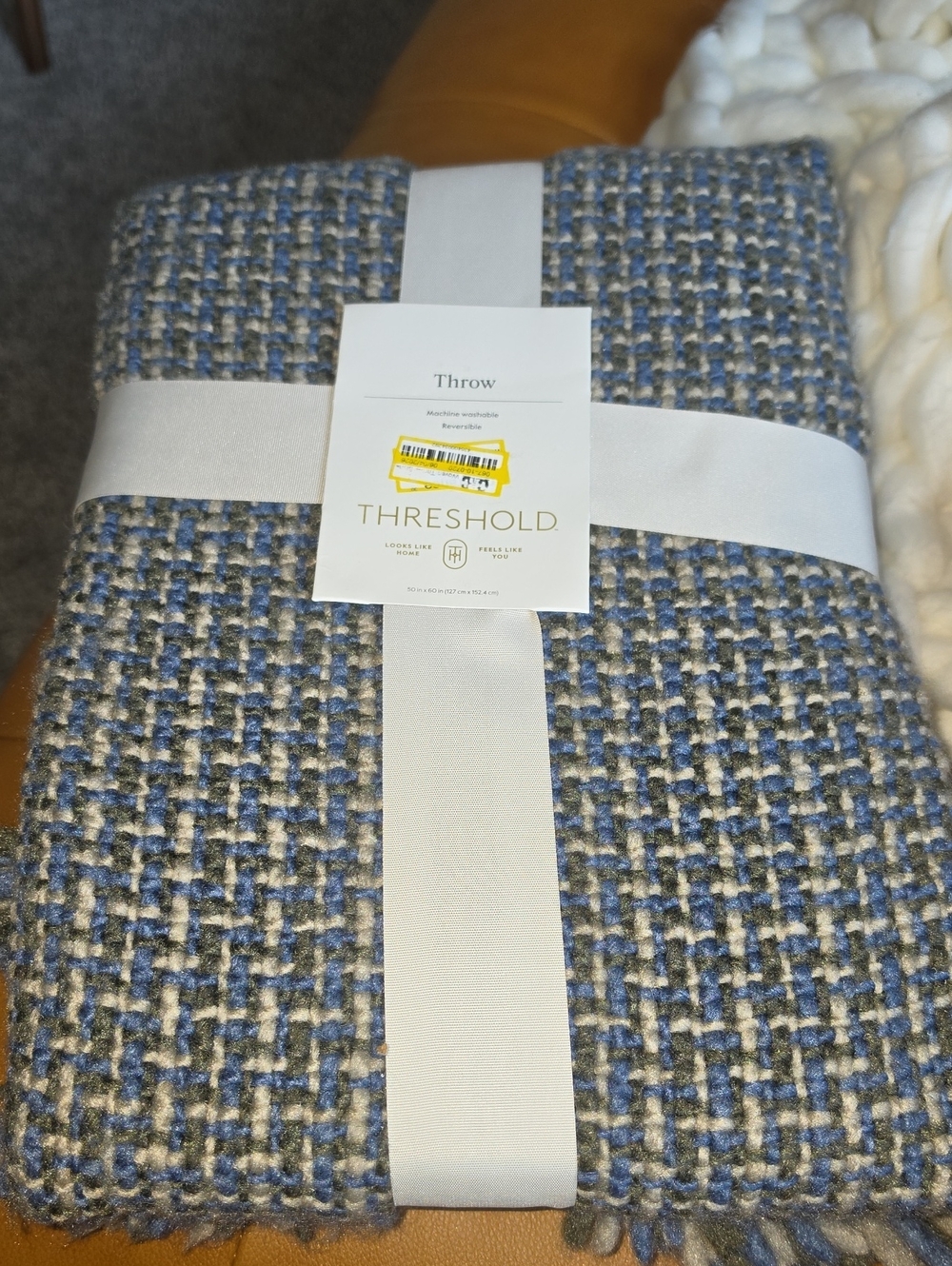 Threshold Blue and Gray Textured Woven Throw